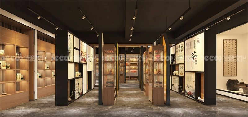 茶酒文化展覽館裝修中是否有茶酒文化的展示墻或展示柜？